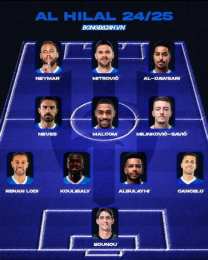 ảnh chụp màn hình đội hình al hilal gặp câu lạc bộ bóng đá al najma
