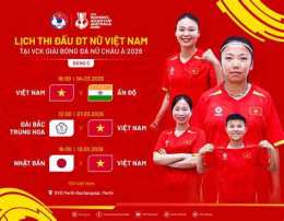 ảnh chụp màn hình lịch thi đấu bóng đá nữ châu á năm 2026