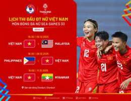 ảnh chụp màn hình lịch thi đấu bóng đá nữ sea games 33 hôm nay
