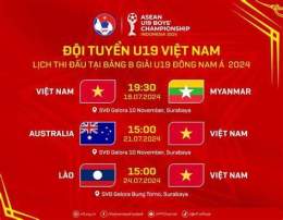 ảnh chụp màn hình lịch thi đấu bóng đá u19