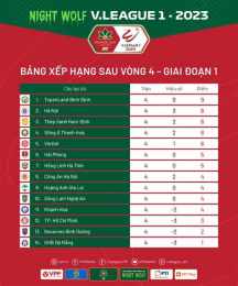 ảnh chụp màn hình thứ hạng của câu lạc bộ bóng đá hải phòng