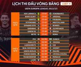 giao diện app lịch thi đấu bóng đá europa league