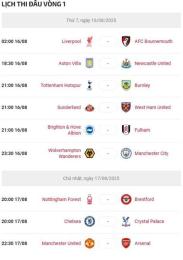 giao diện app lịch thi đấu bóng đá ngoại hạng anh 25 26