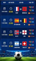 giao diện app lịch thi đấu bóng đá tứ kết world cup