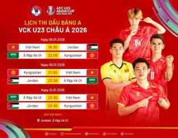 giao diện app lịch thi đấu bóng đá u20 việt nam