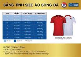 giao diện app size áo đá bóng
