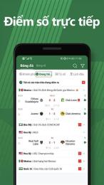 giao diện app tỉ số trực tiếp bóng đá