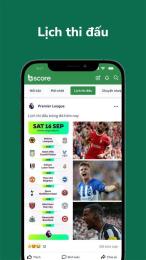 giao diện app tường thuật bóng đá việt