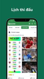 giao diện app tường thuật trực tiếp đá bóng