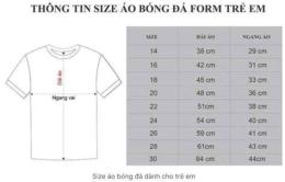 hướng dẫn sử dụng size áo bóng đá